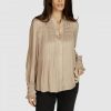 Blusen Marc Aurel | Stehkragenbluse Mit Partiellem Plissee